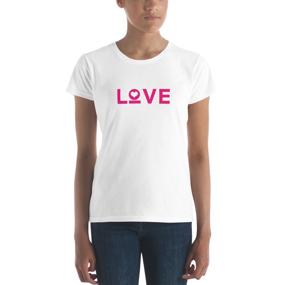 Women's Love graphic T-shirt in white with pink 'Love' print