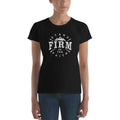Women's faith T-shirt in black with Stand Firm graphic on chest