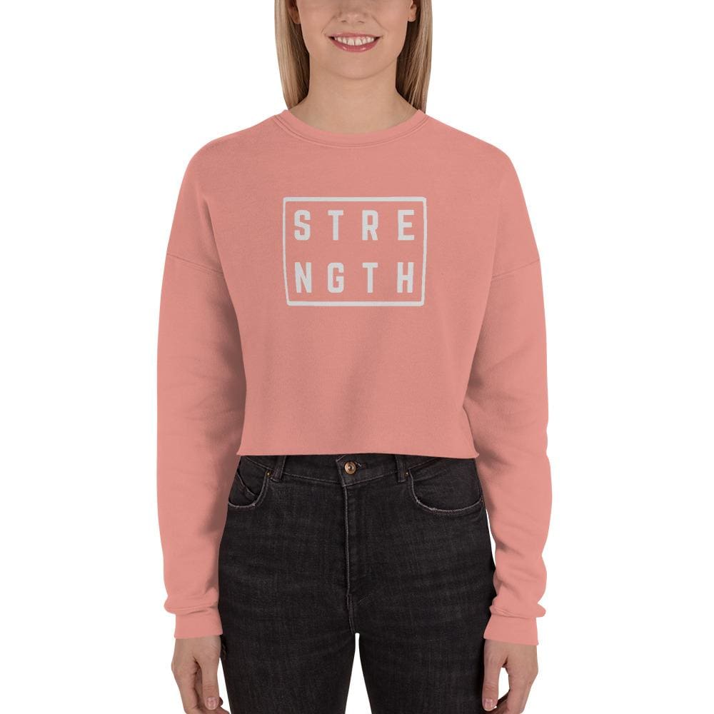 Mauve crewneck cropped sweatshirt with Strength graphic
