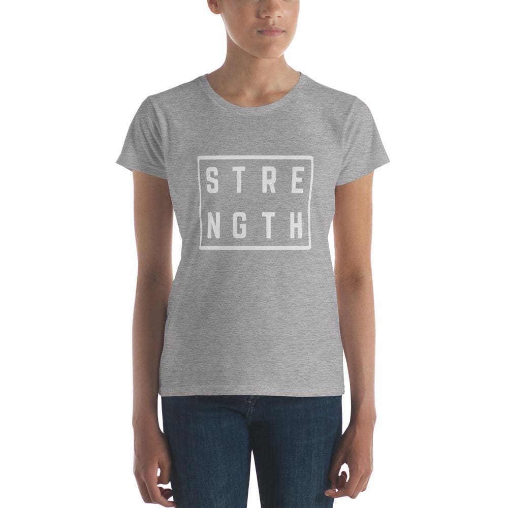 Women’s heather grey graphic square logo T-shirt, crew neck, short sleeves