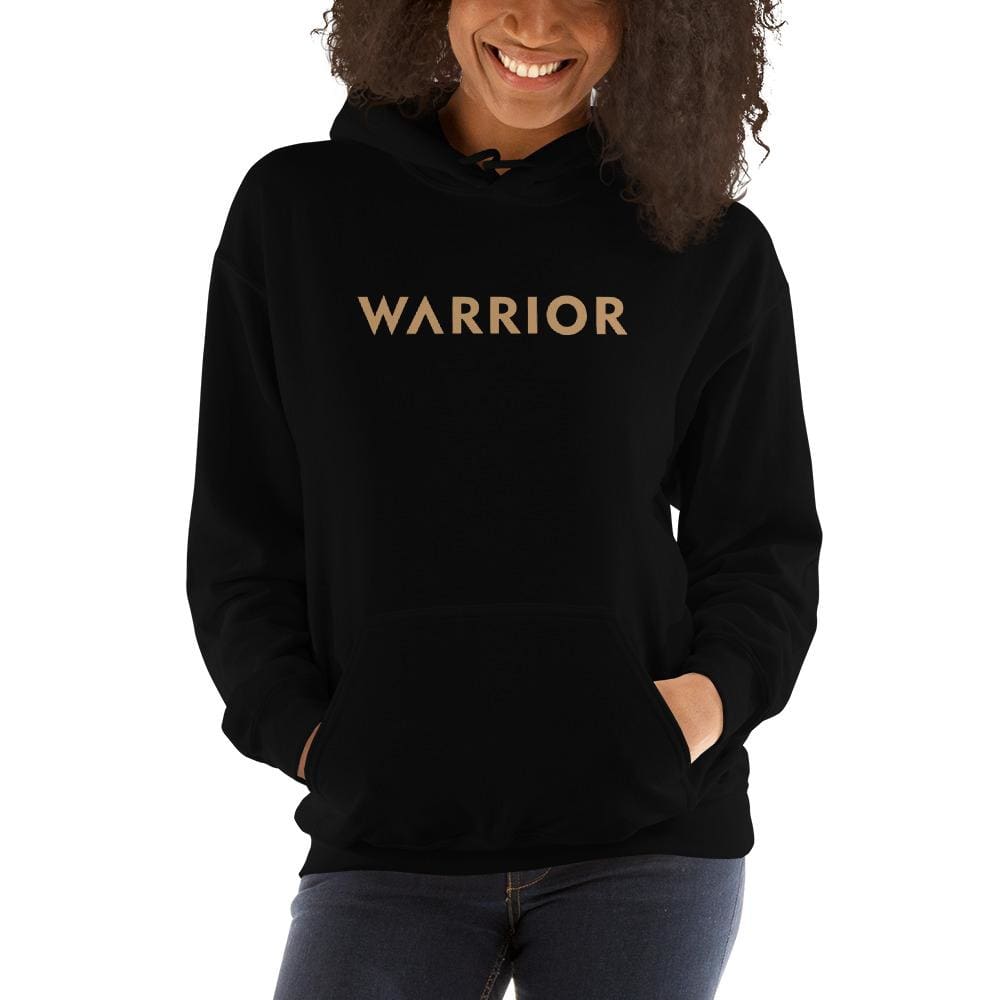 Black women’s warrior hoodie sweatshirt with hood and front pouch pocket