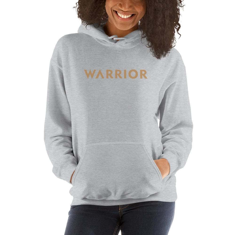 Sport grey women’s warrior hoodie sweatshirt with hood and front pouch pocket