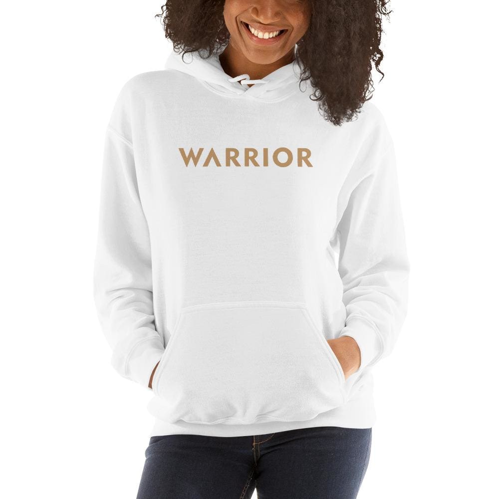 White women’s warrior hoodie sweatshirt with hood and front pouch pocket