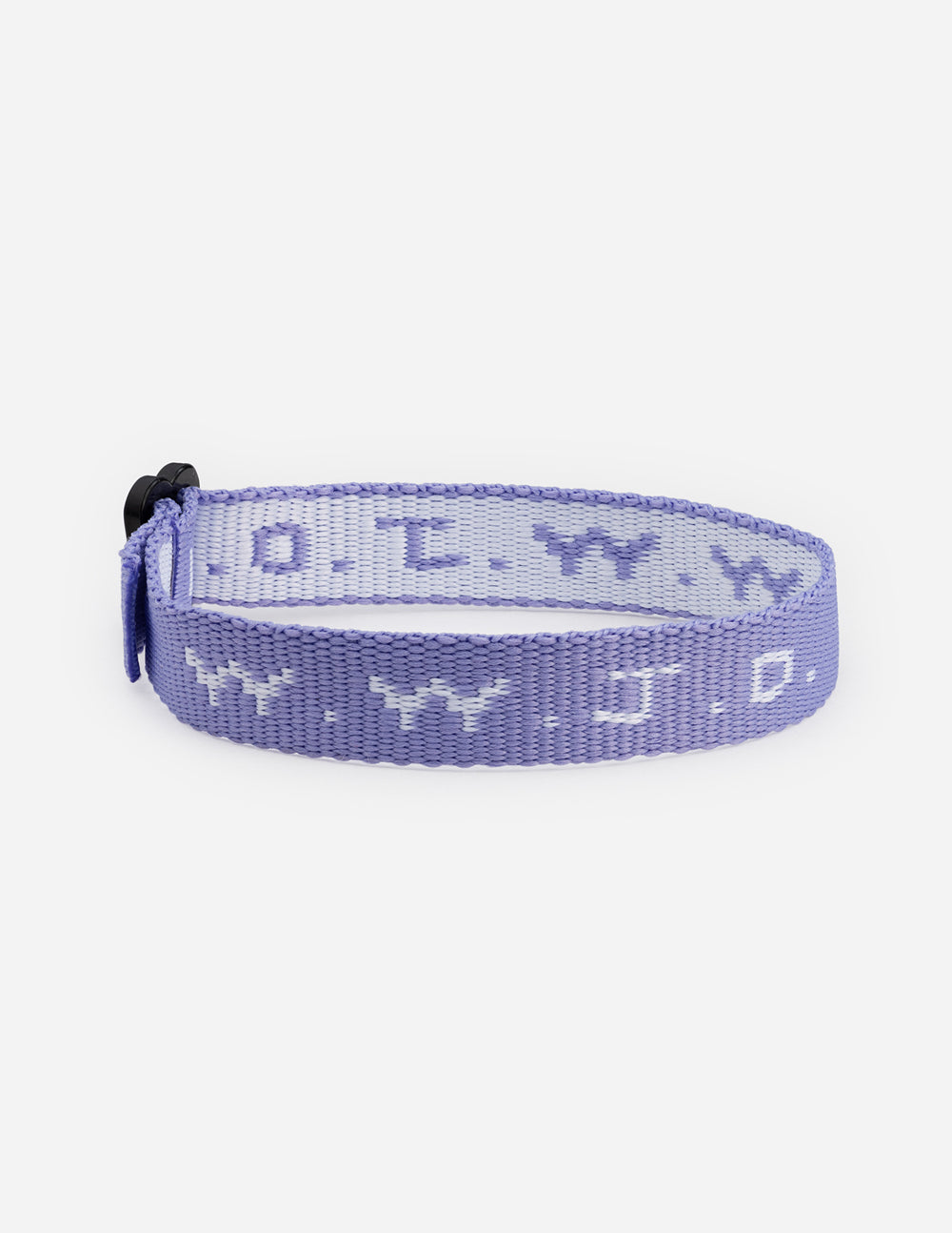 Purple lavender woven WWJD-style friendship bracelet with adjustable tie